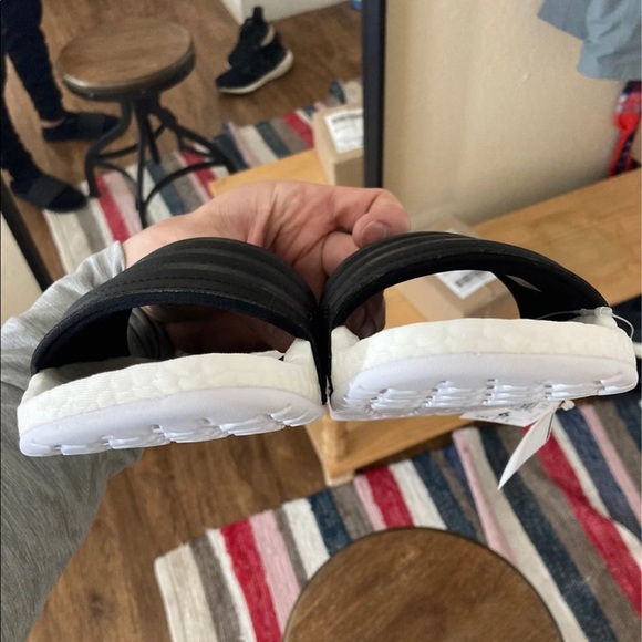 Adidas Adilette Boost Slides in Black and white - Picture 10 of 11
